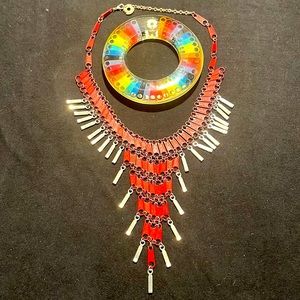 Necklace + bracelet Zipper multicolor Made in France popArt